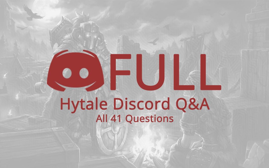 Full Live Hytale Discord Q&A || All 41 Questions